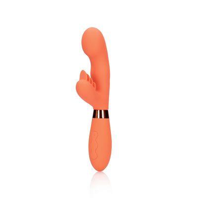 Silicone Rabbit Vibrator with Ribbed Clitoral Stimulator - Glazed Carrots