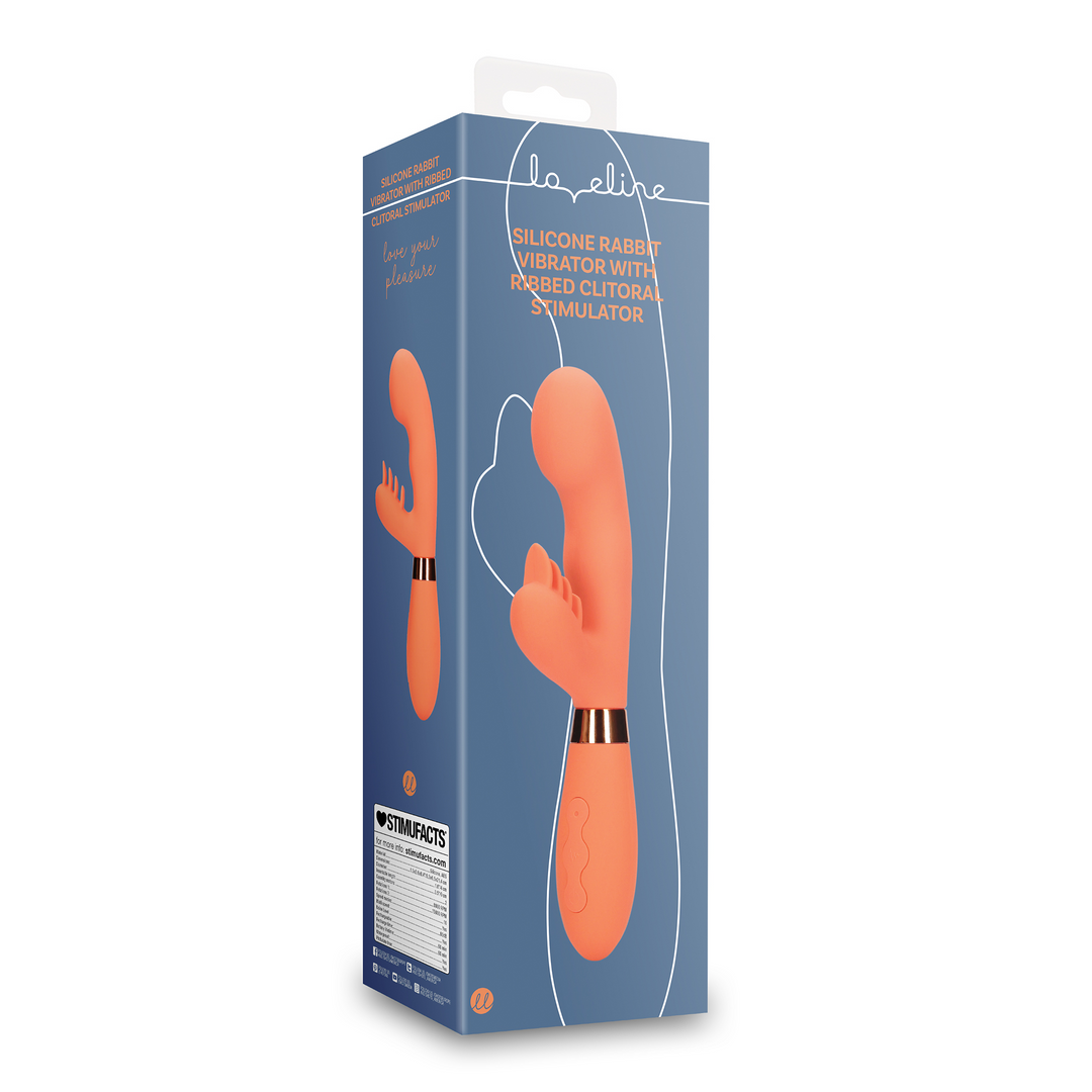 Silicone Rabbit Vibrator with Ribbed Clitoral Stimulator - Glazed Carrots