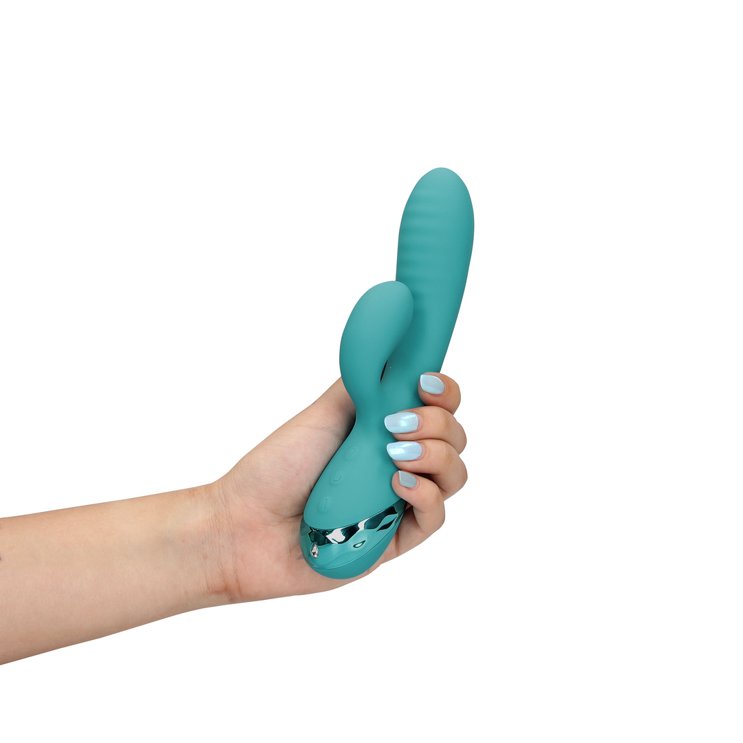 Inflatable Rabbit Vibrator - Peacock Blue