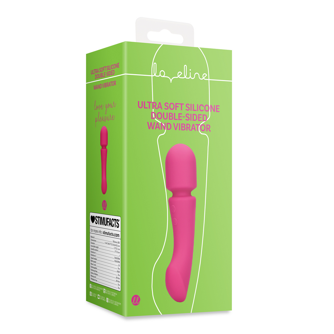 Ultra Soft Silicone Double-Sided Wand Vibrator - Prestone Pink