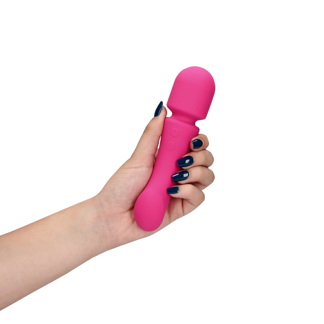 Ultra Soft Silicone Double-Sided Wand Vibrator - Prestone Pink