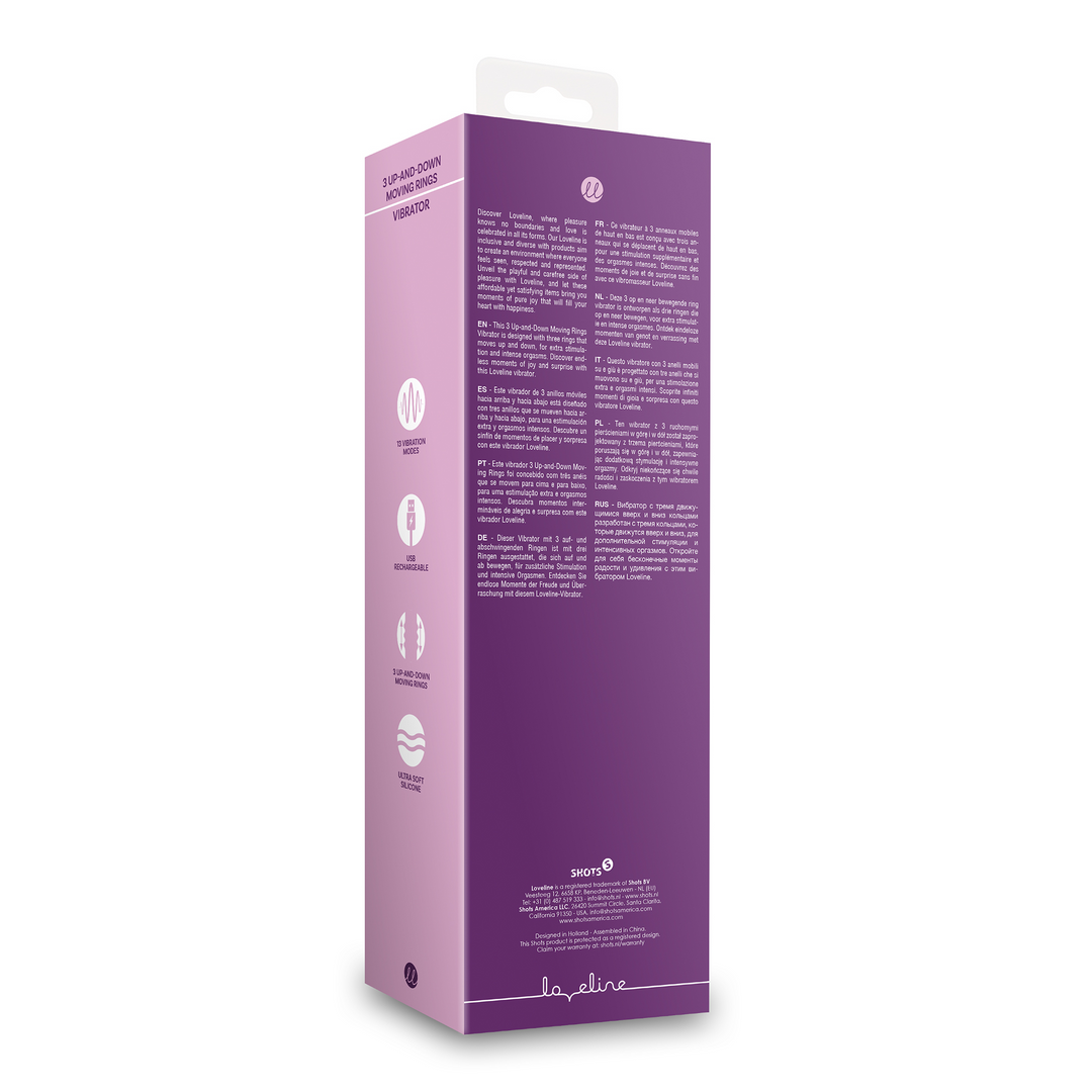 3 Up-and-Down Moving Rings Vibrator - Orchidee Purple