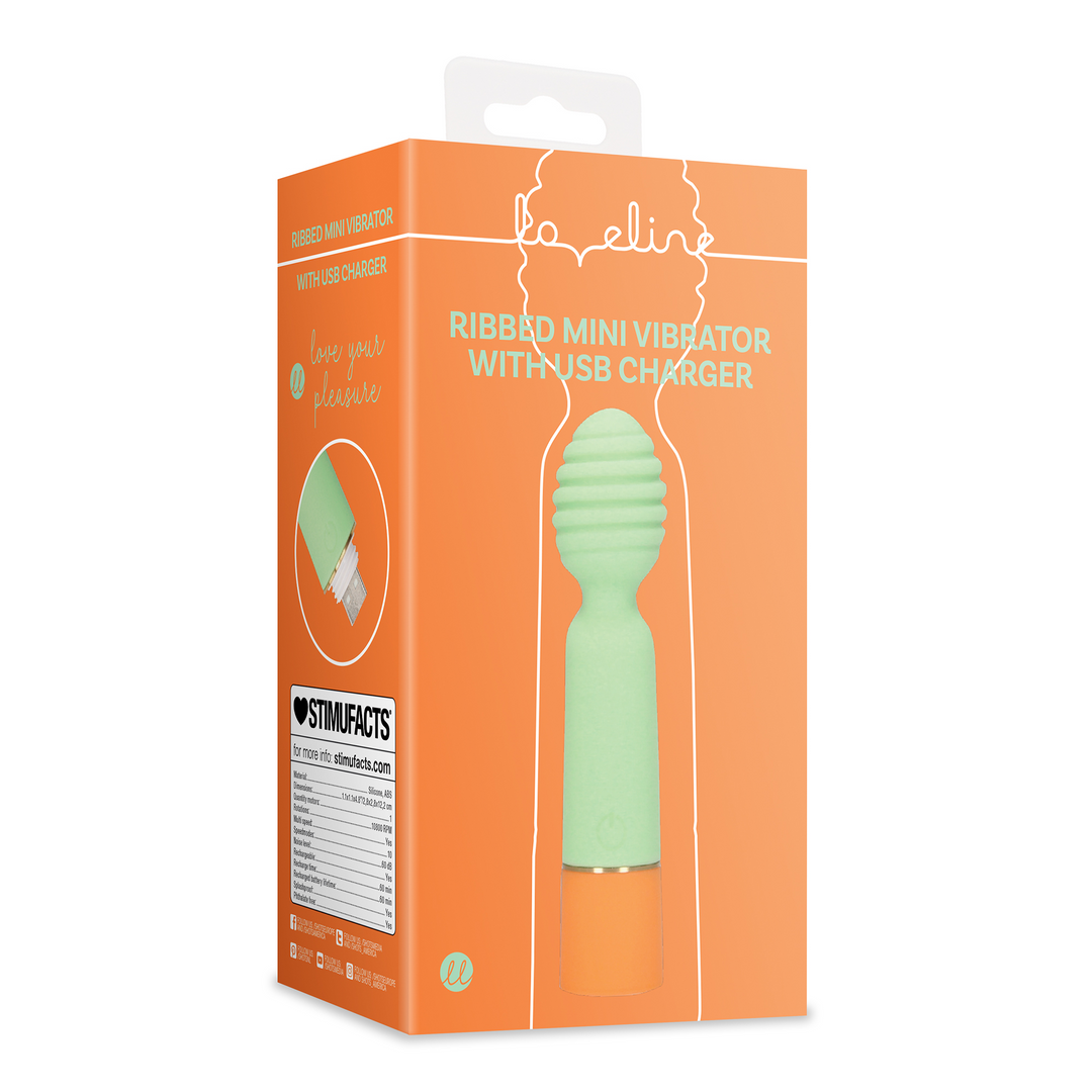 Ribbed Mini Vibrator with USB Charger - Spring Sage