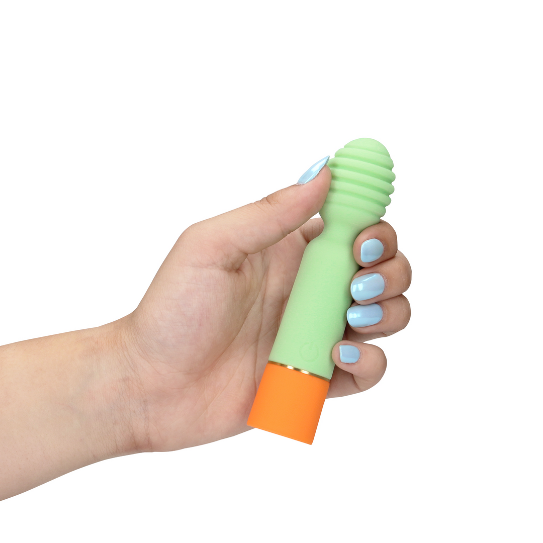 Ribbed Mini Vibrator with USB Charger - Spring Sage