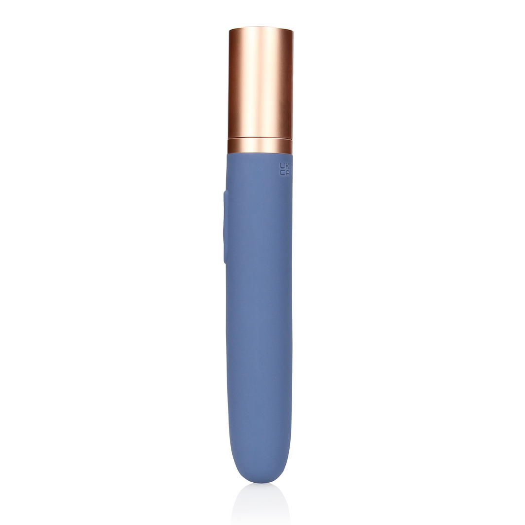 Travel Vibrator with Lube Compartment and Pump - Blue Horizon