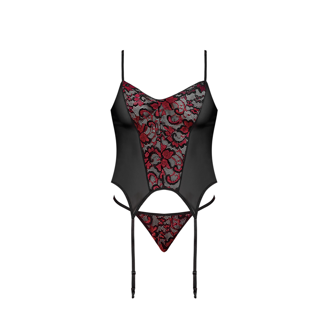 Merry Widow and G-String Set - L/XL - Black