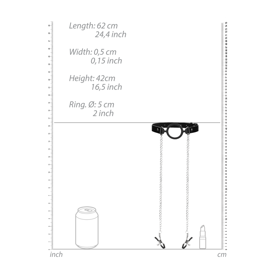 O-Ring Ball Gag with Nipple Clamps