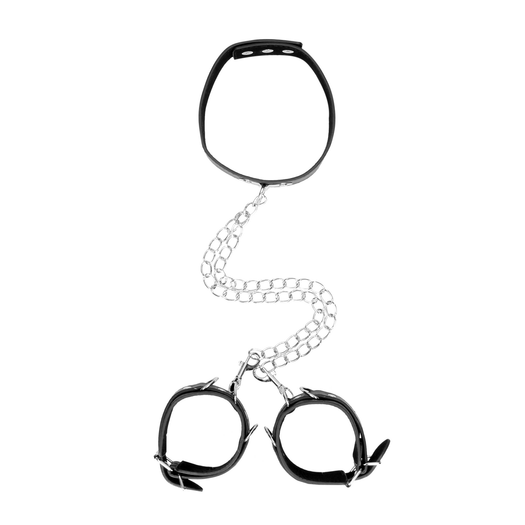 Bonded Leather Collar with Hand Cuffs