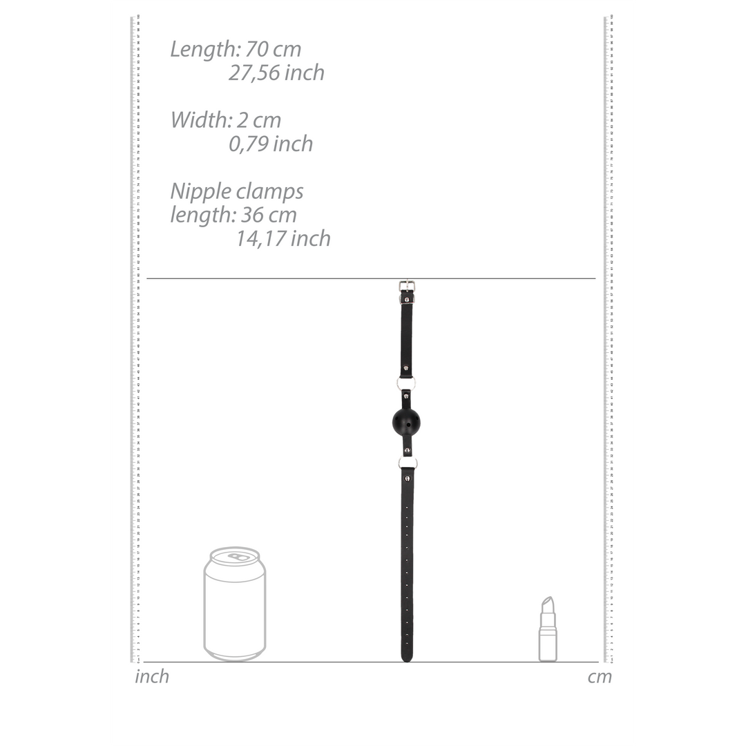 Breathable Ball Gag with Nipple Clamps