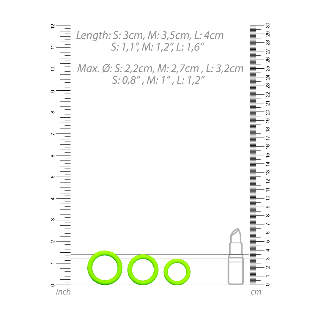 Cockring Set - Glow in the Dark - 3 Pieces
