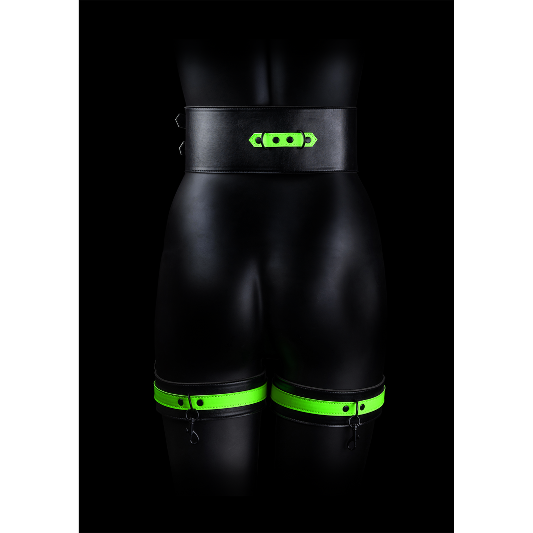 Thigh Cuffs with Belt and Handcuffs - Glow in the Dark - L/XL