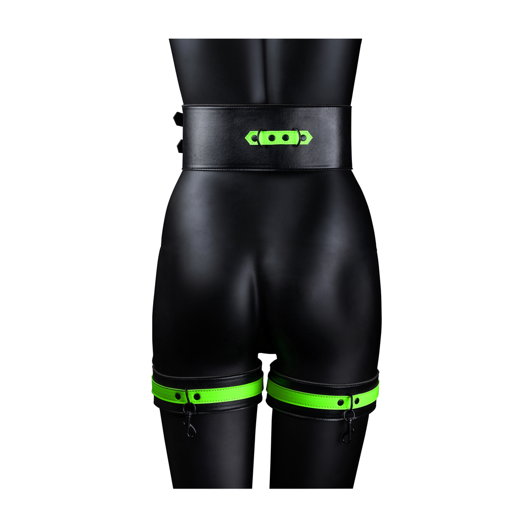 Thigh Cuffs with Belt and Handcuffs - Glow in the Dark - S/M