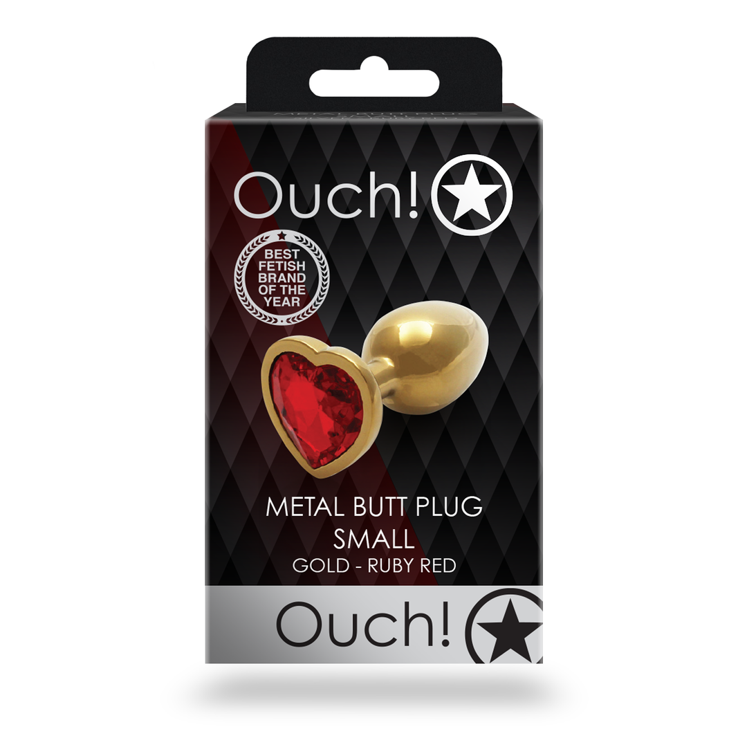 Herz Gem Butt Plug - Klein - Gold/Rubinrot