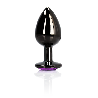 Herz Gem Butt Plug - Klein - Gunmetal/Amethyst Lila