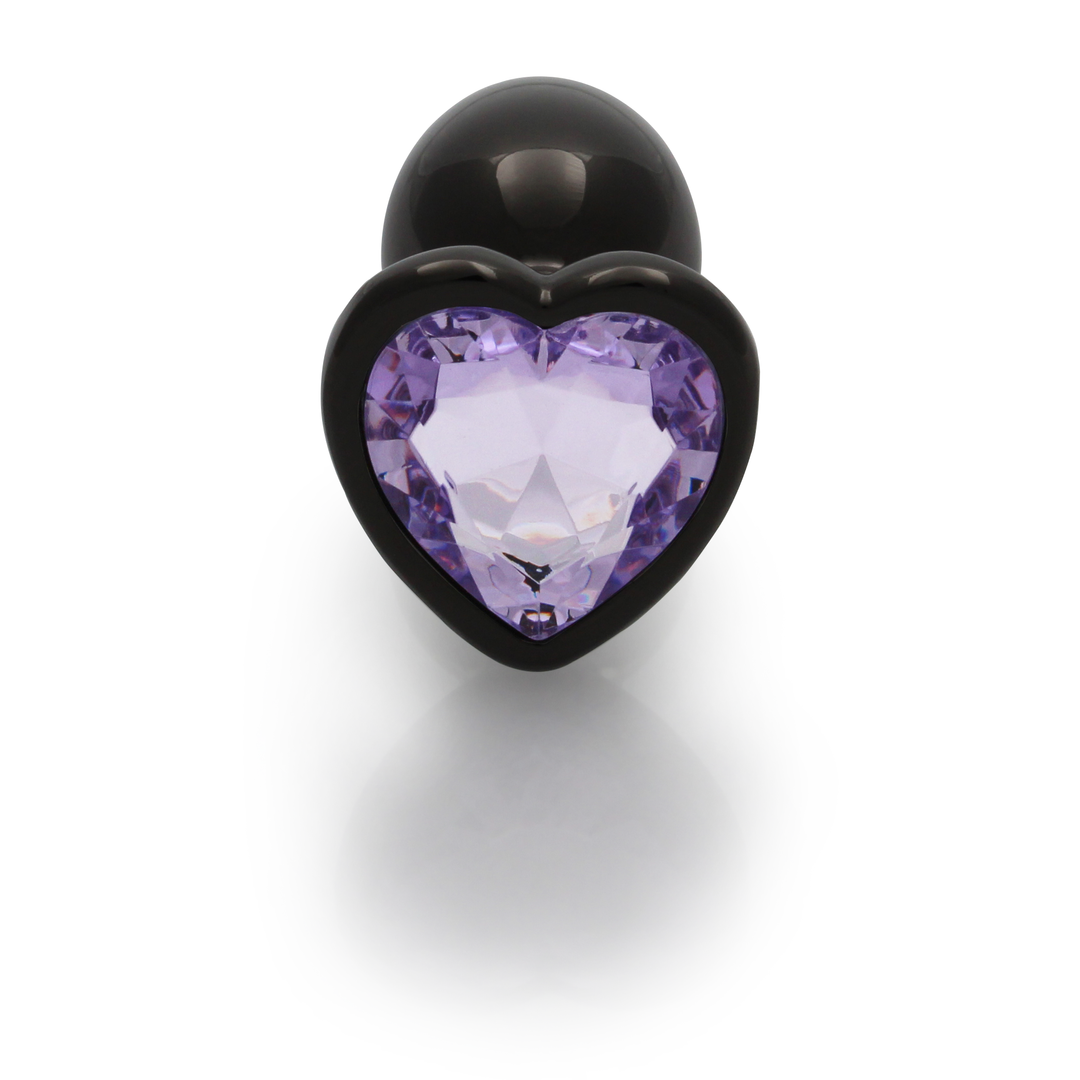 Herz Gem Butt Plug - Klein - Gunmetal/Amethyst Lila