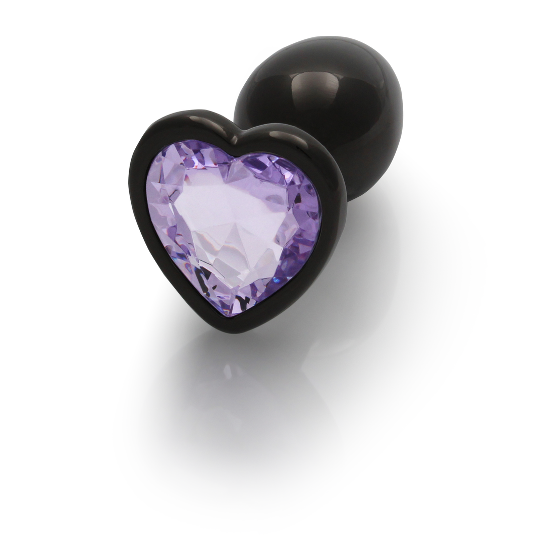 Herz Gem Butt Plug - Klein - Gunmetal/Amethyst Lila