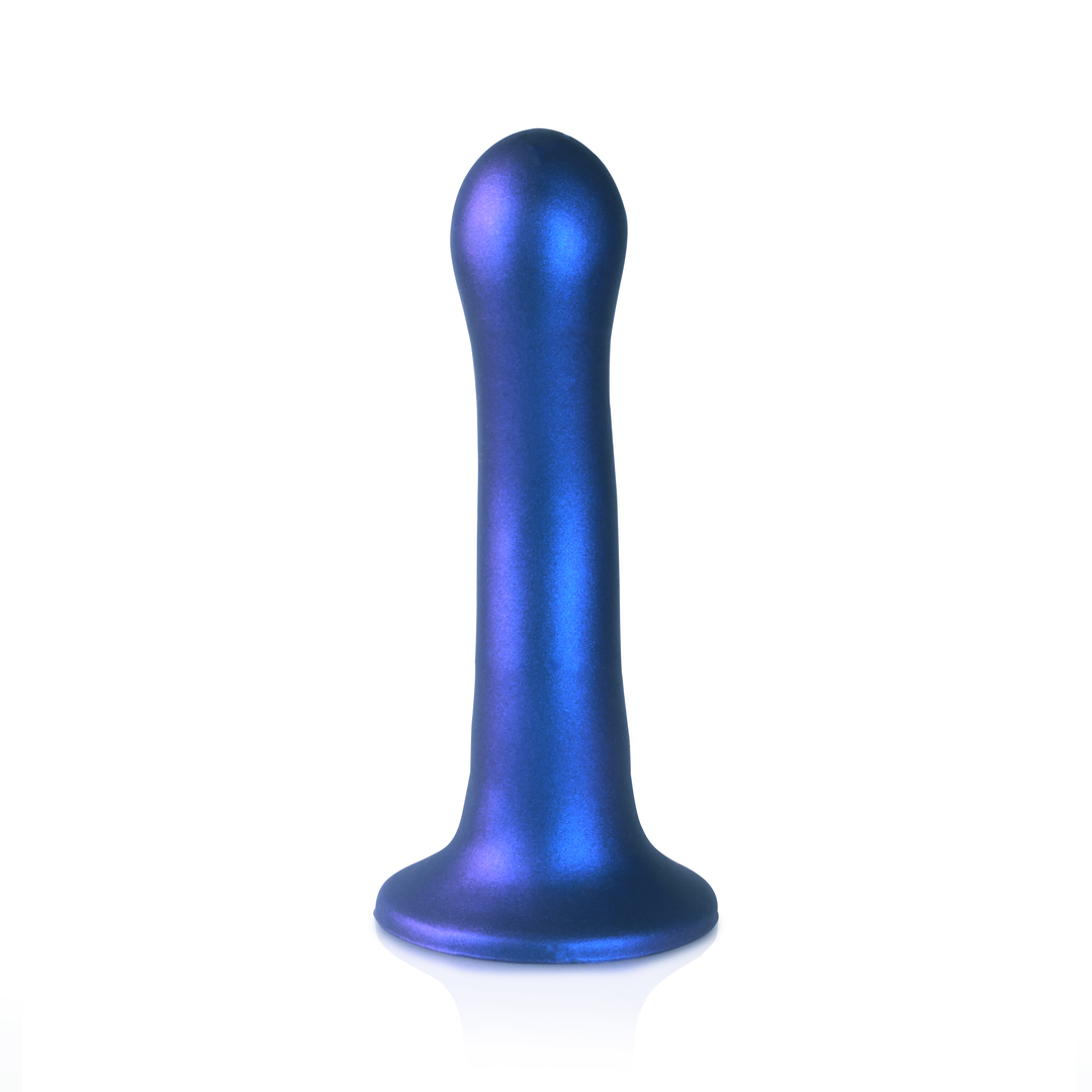 Ultra Soft Silicone Curvy G-Spot Dildo - 7'' / 17 cm - Metallic Blue