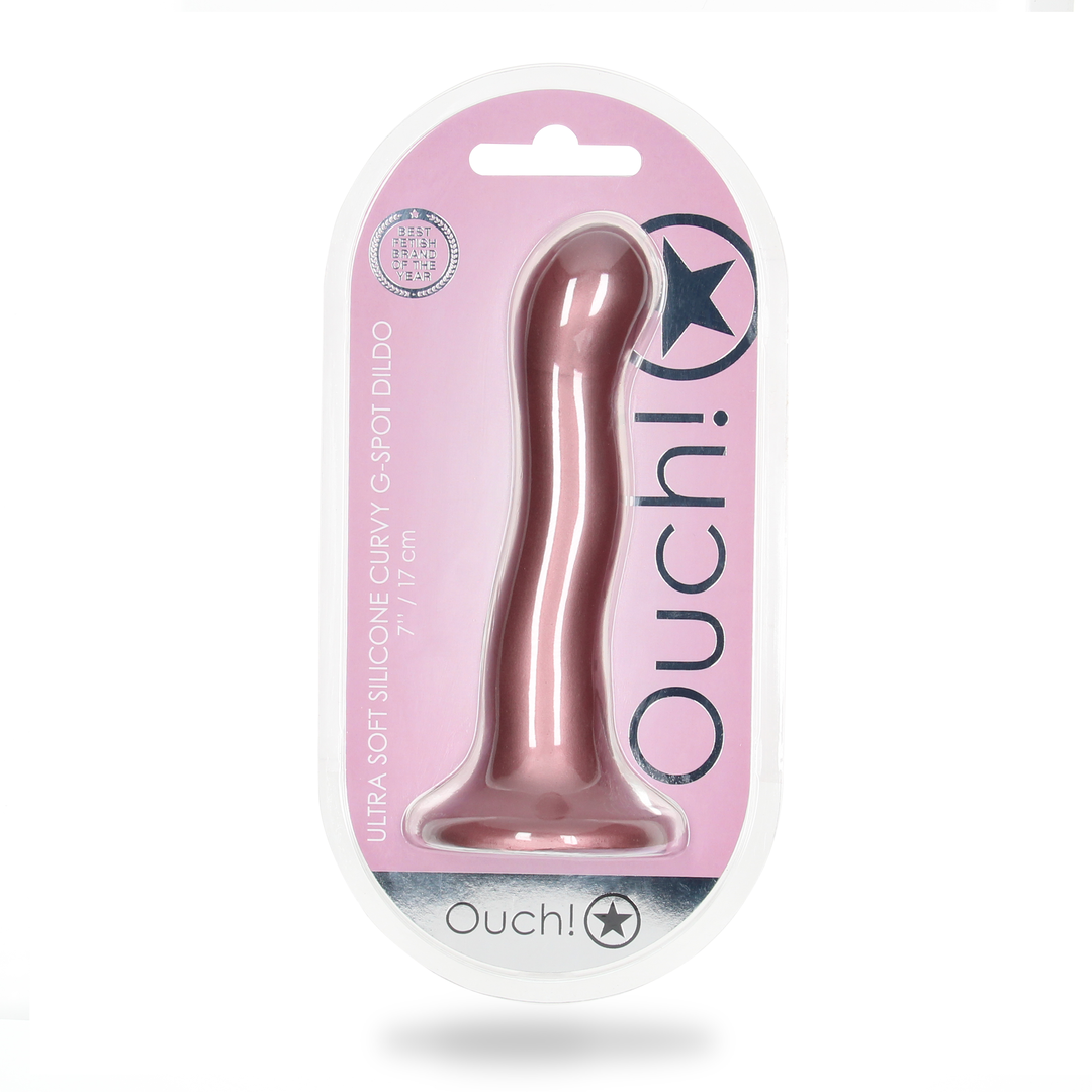 Ultra Soft Silicone Curvy G-Spot Dildo - 7'' / 17 cm - Rose Gold