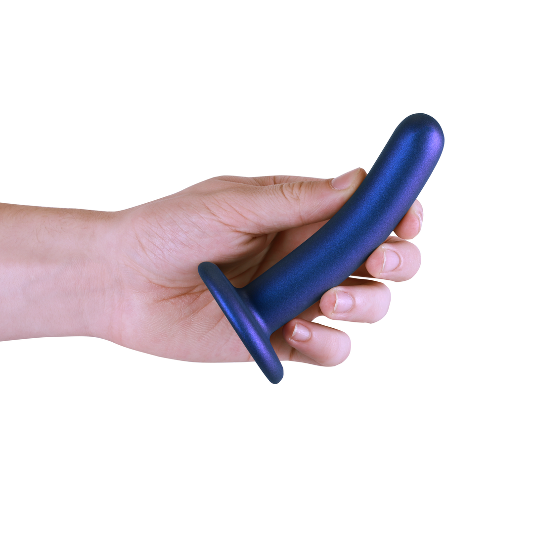 Smooth Silicone G-Spot Dildo - 5'' / 12 cm - Metallic Blue