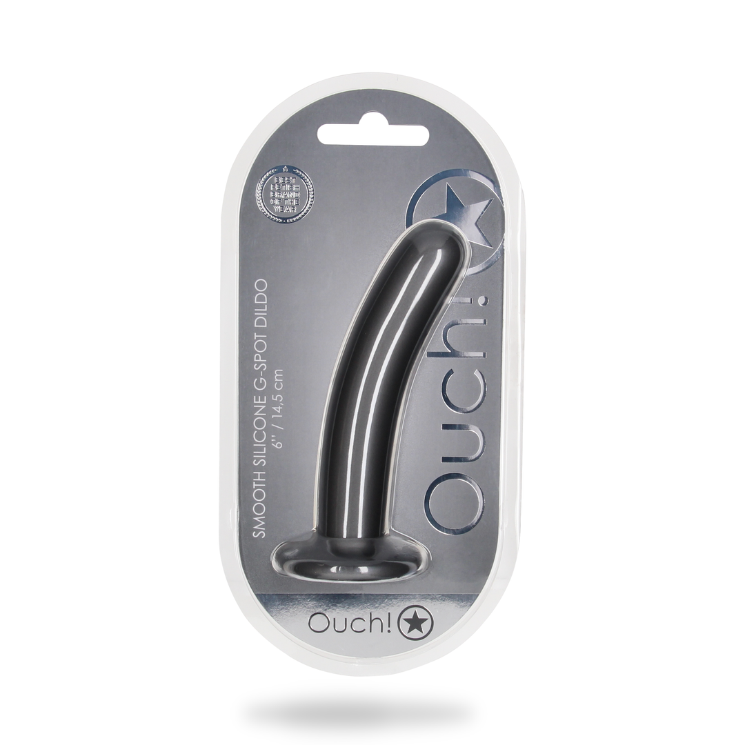 Smooth Silicone G-Spot Dildo - 6'' / 14,5 cm - Gunmetal