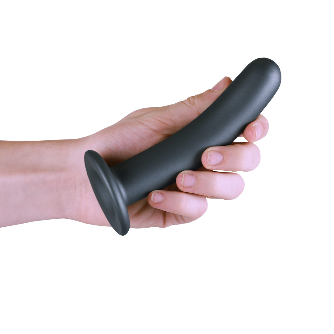 Smooth Silicone G-Spot Dildo - 6'' / 14,5 cm - Gunmetal