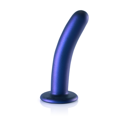 Smooth Silicone G-Spot Dildo - 6'' / 14,5 cm - Metallic Blue