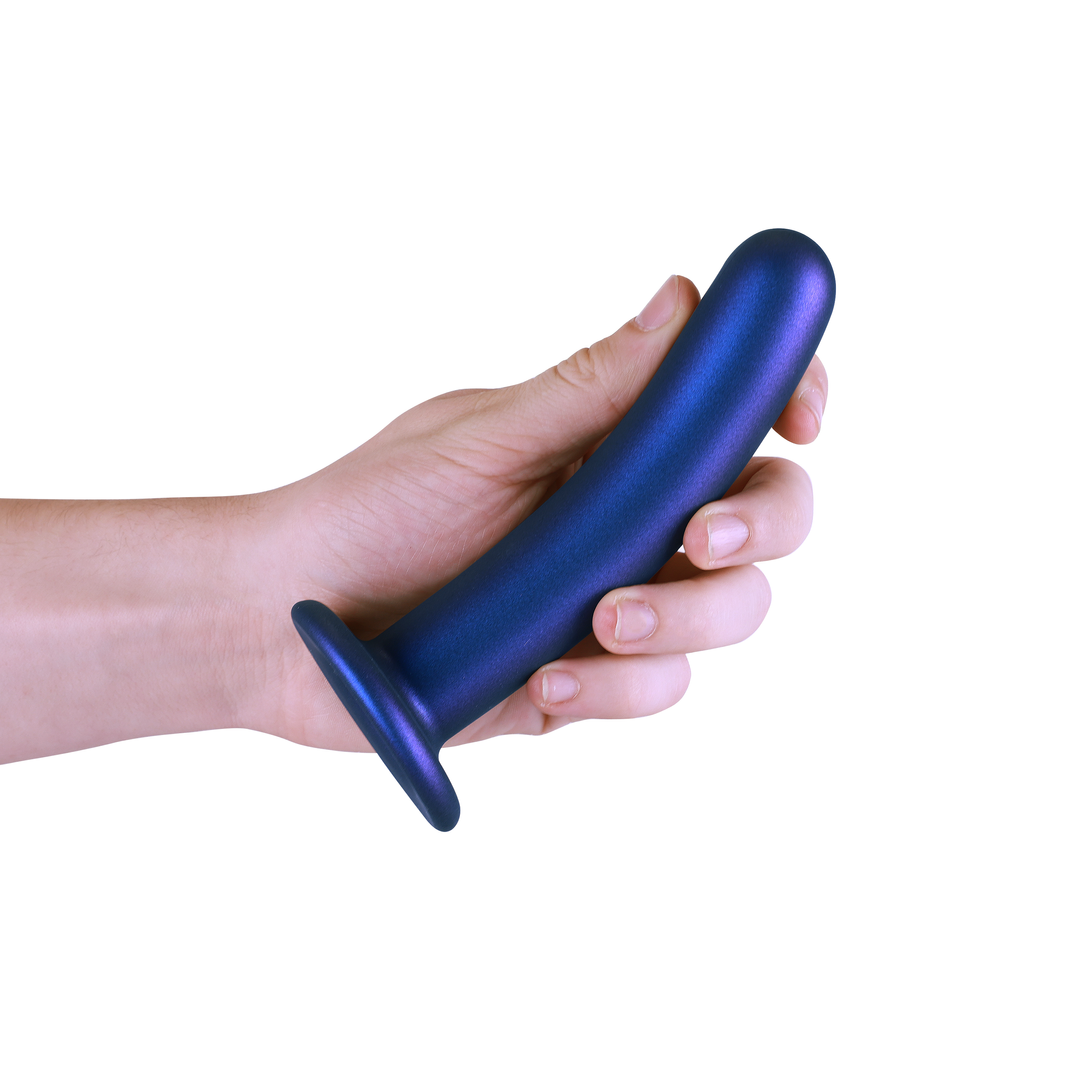 Smooth Silicone G-Spot Dildo - 6'' / 14,5 cm - Metallic Blue