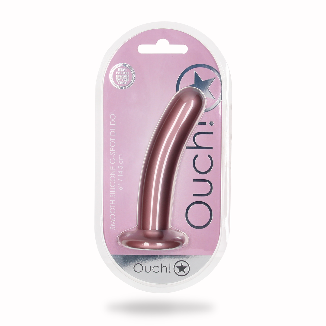 Smooth Silicone G-Spot Dildo - 6'' / 14,5 cm - Rose Gold