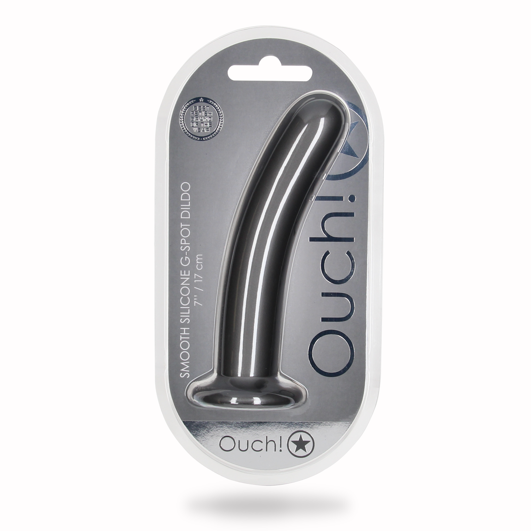 Smooth Silicone G-Spot Dildo - 7'' / 17 cm - Gunmetal