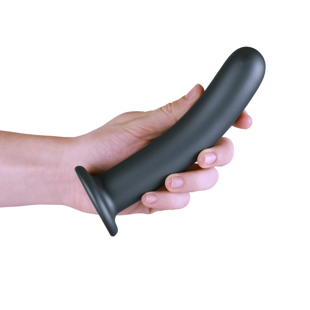 Smooth Silicone G-Spot Dildo - 7'' / 17 cm - Gunmetal