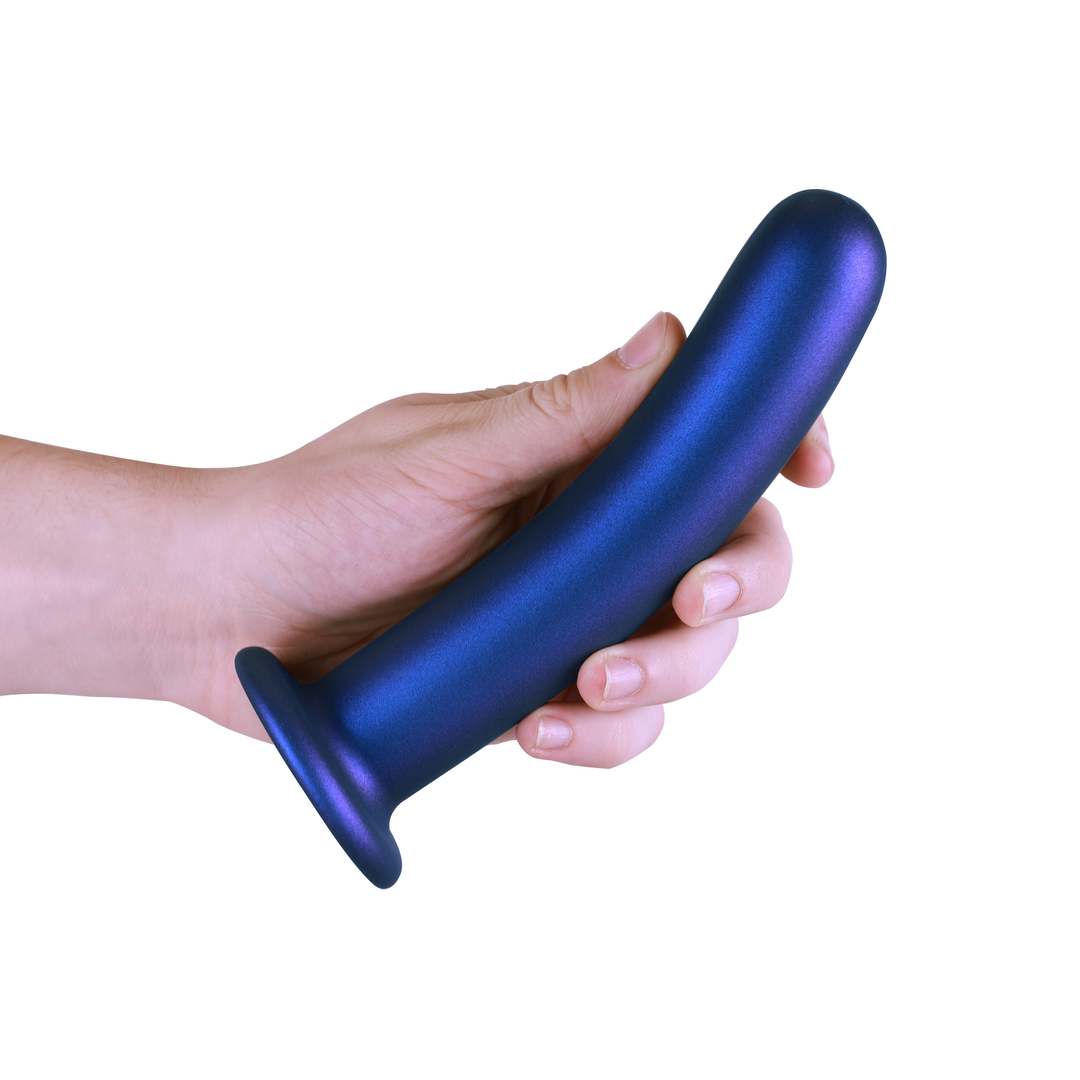 Smooth Silicone G-Spot Dildo - 7'' / 17 cm - Metallic Blue