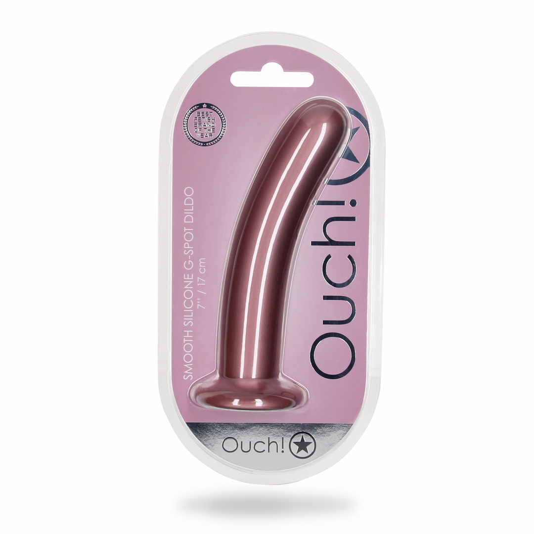 Smooth Silicone G-Spot Dildo - 7'' / 17 cm - Rose Gold