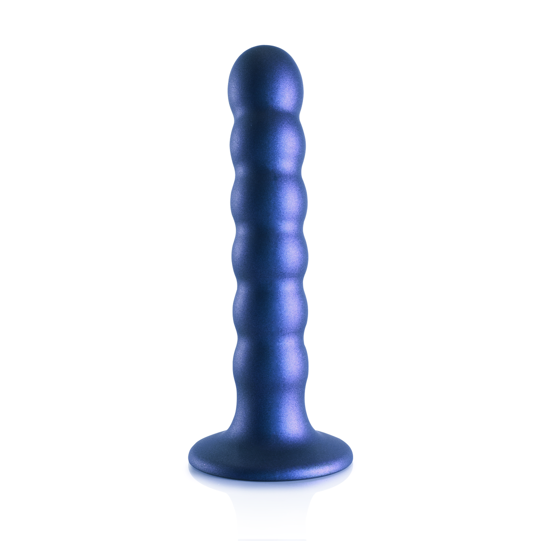 Beaded Silicone G-Spot Dildo - 5'' / 13 cm - Metallic Blue