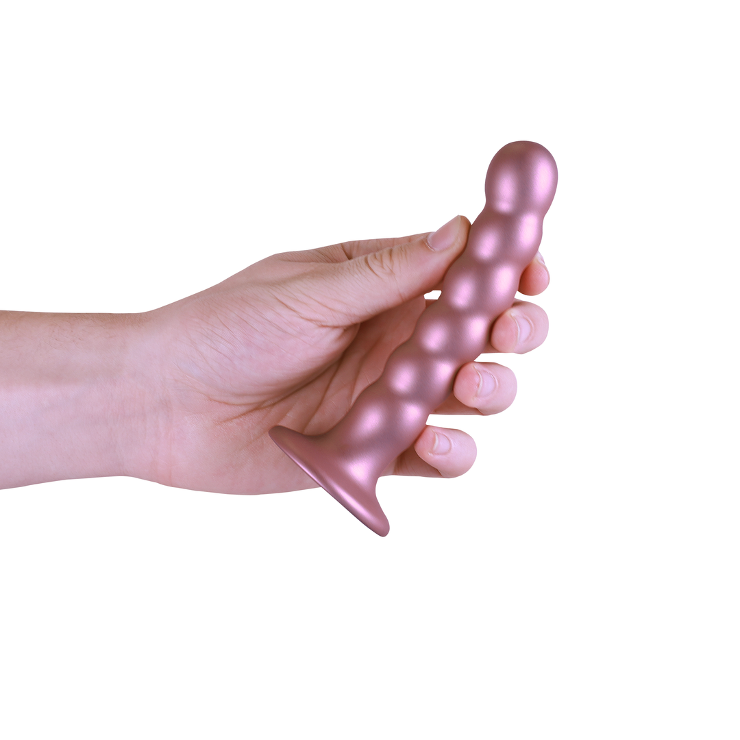 Beaded Silicone G-Spot Dildo - 5'' / 13 cm - Rose Gold