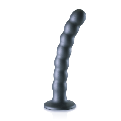 Beaded Silicone G-Spot Dildo - 6.5'' / 16,5 cm - Gunmetal