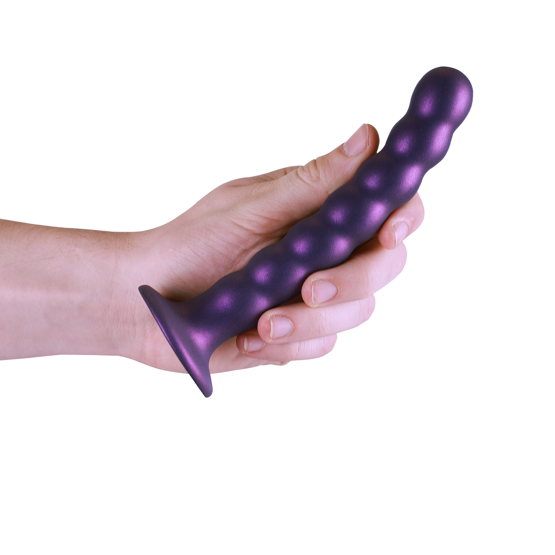 Beaded Silicone G-Spot Dildo - 6.5'' / 16,5 cm - Metallic Purple