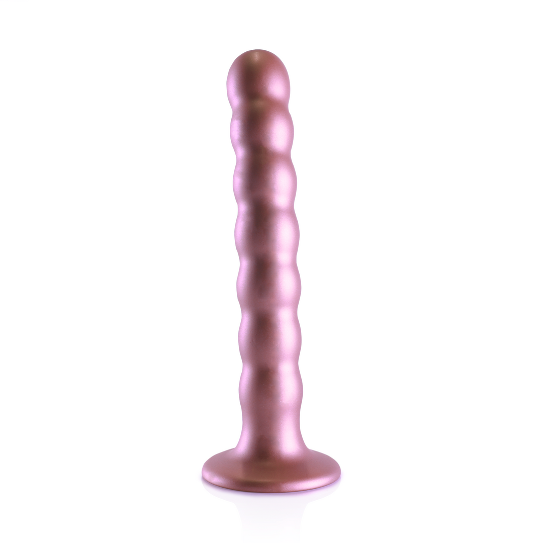 Beaded Silicone G-Spot Dildo - 6.5'' / 16,5 cm - Rose Gold