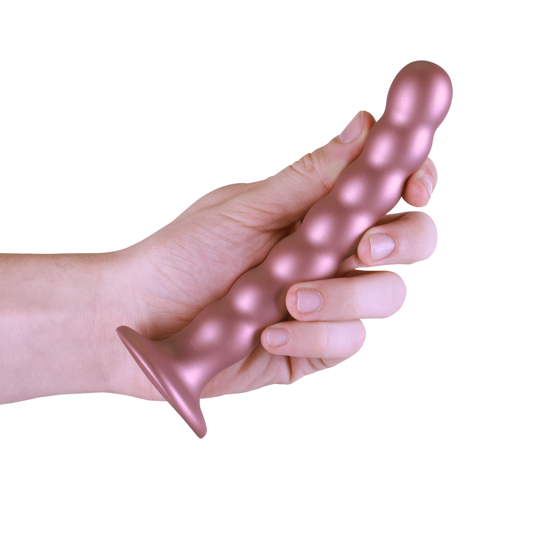 Beaded Silicone G-Spot Dildo - 6.5'' / 16,5 cm - Rose Gold