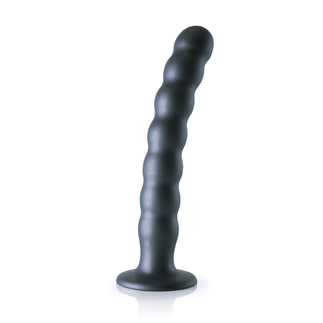 Beaded Silicone G-Spot Dildo - 8'' / 20,5 cm - Gunmetal