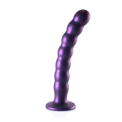 Beaded Silicone G-Spot Dildo - 8'' / 20,5 cm - Metallic Purple