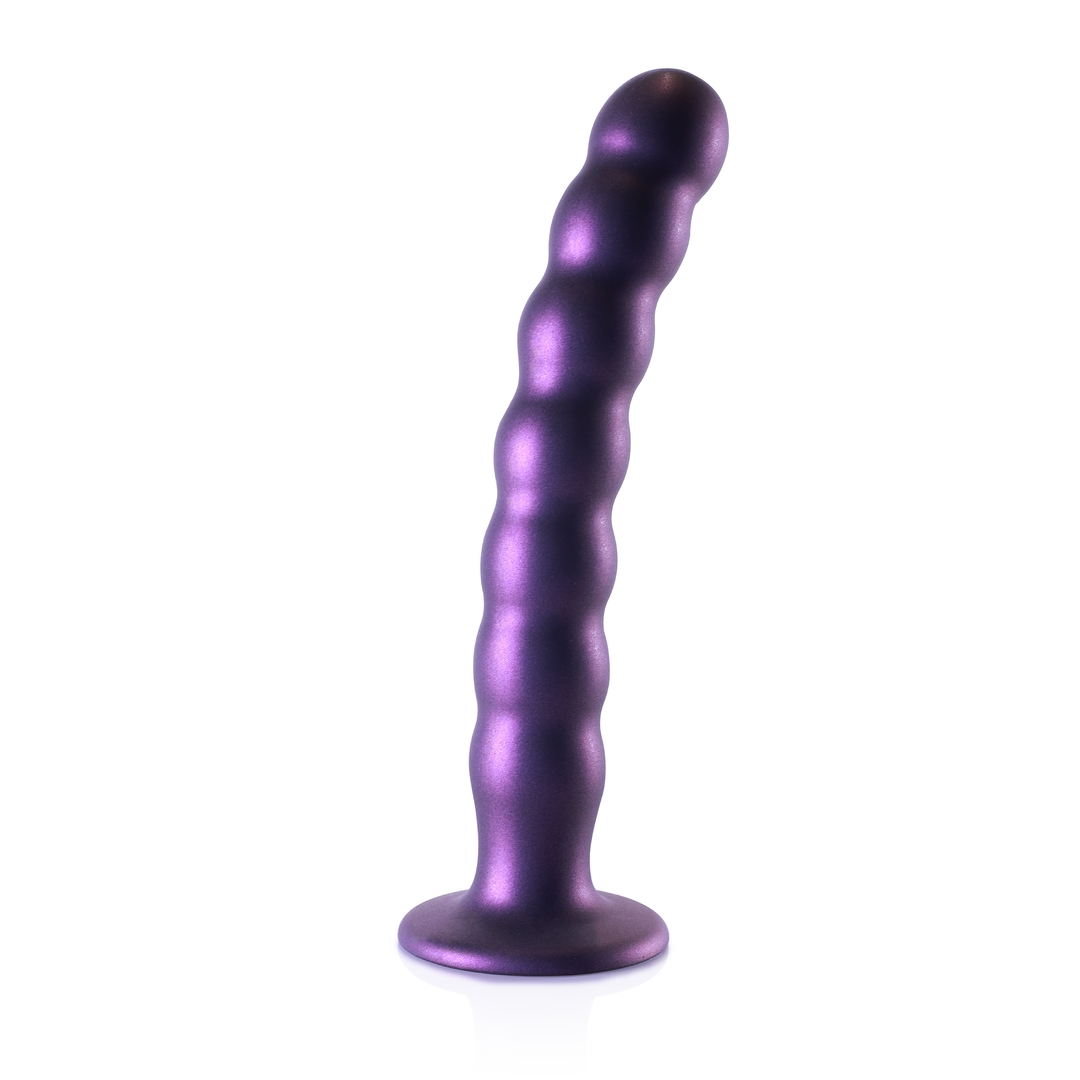 Beaded Silicone G-Spot Dildo - 8'' / 20,5 cm - Metallic Purple