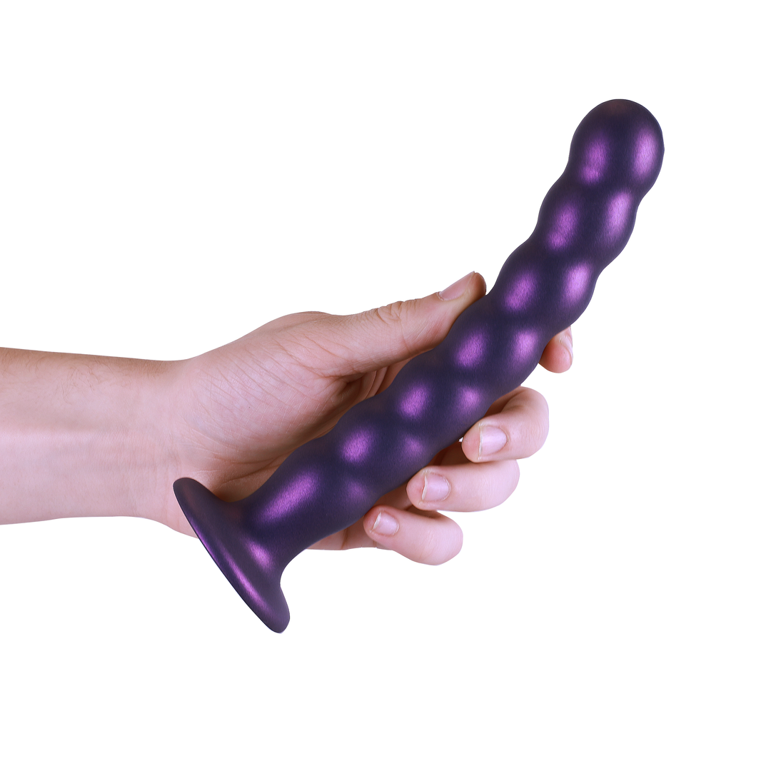 Beaded Silicone G-Spot Dildo - 8'' / 20,5 cm - Metallic Purple