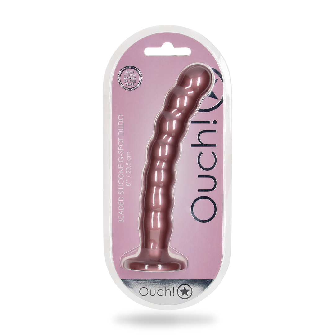 Beaded Silicone G-Spot Dildo - 8'' / 20,5 cm - Rose Gold