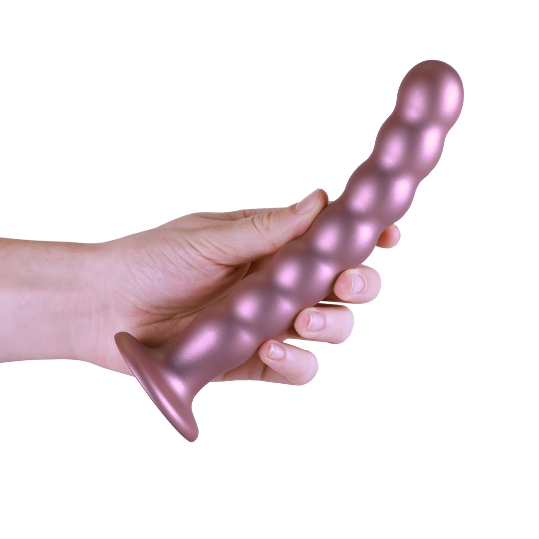 Beaded Silicone G-Spot Dildo - 8'' / 20,5 cm - Rose Gold