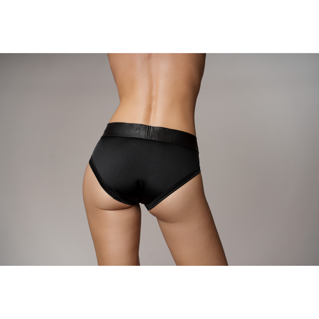 Vibrating Strap-on High-cut Brief - XS/S - Black