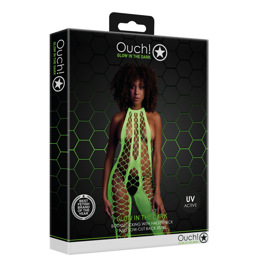 Bodystocking with Halterneck - One Size - Neon Green