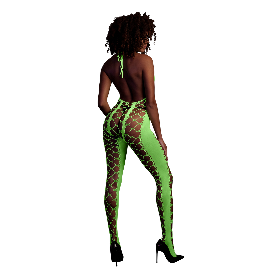 Bodystocking with Halterneck - One Size - Neon Green