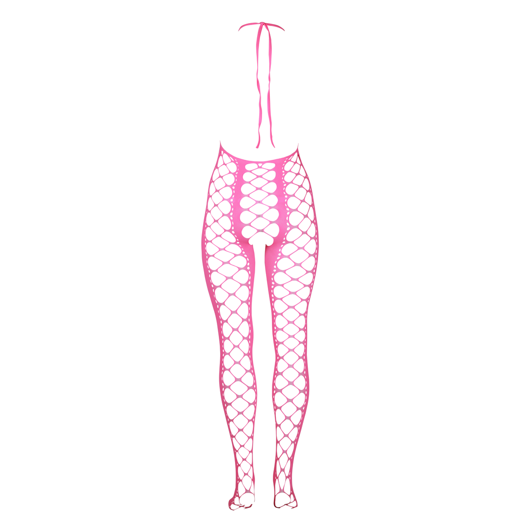 Bodystocking with Halterneck - Plus Size - Neon Pink