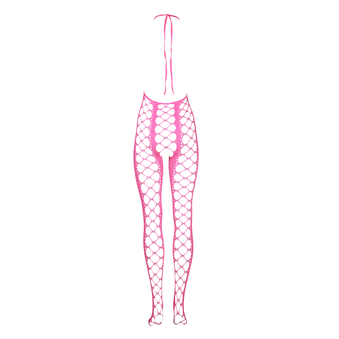 Bodystocking with Halterneck - One Size - Neon Pink