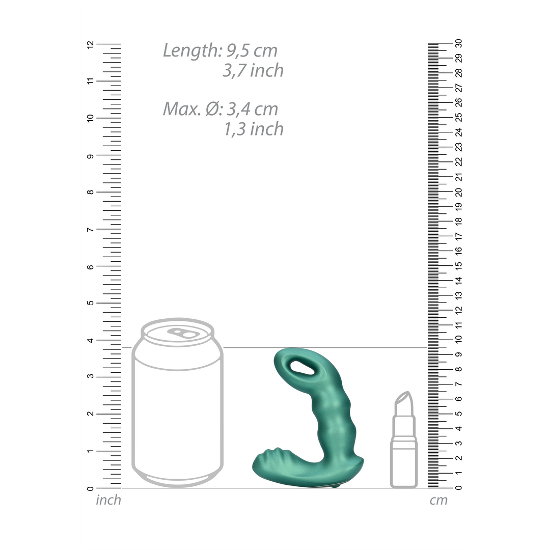 Beaded Vibrating Prostate Massager with Remote Control - Metallic Green